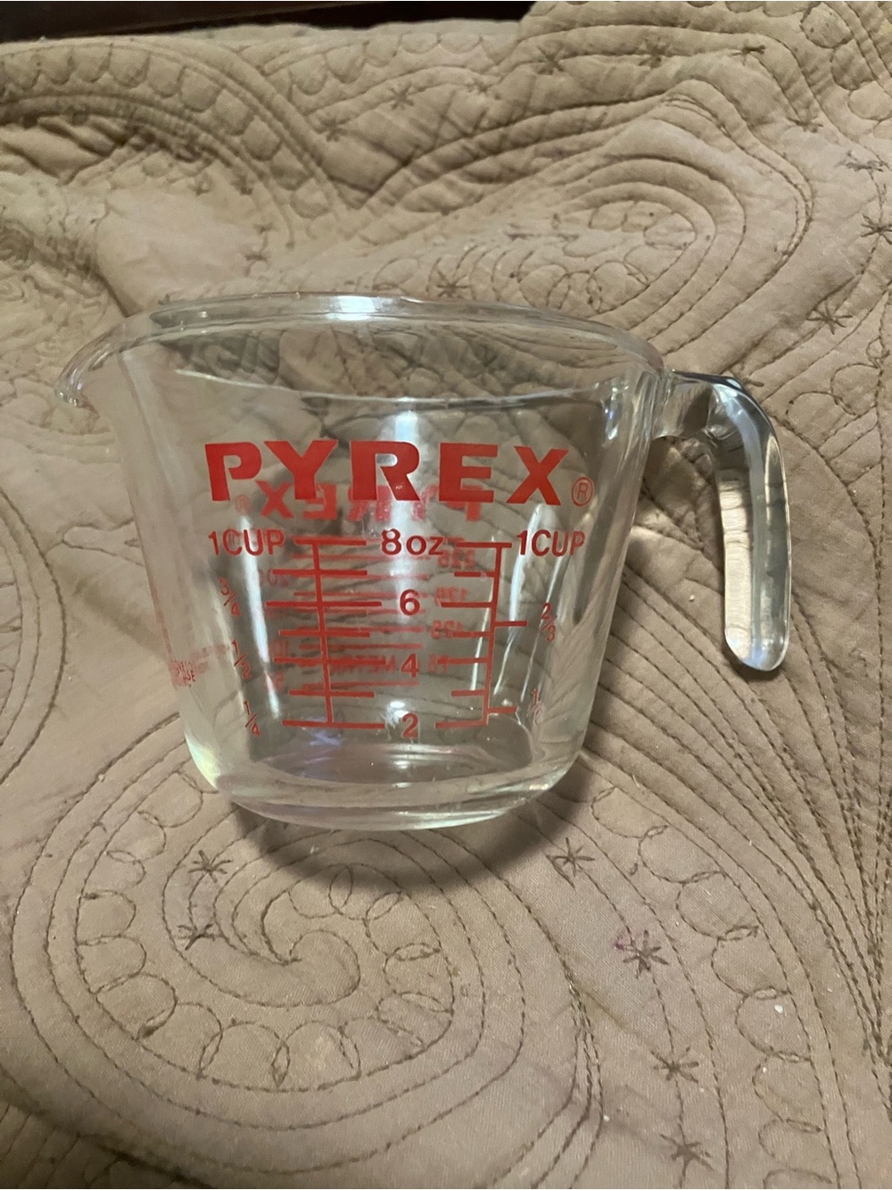 Pyrex Clear Glass Measuring Cup with Red Markings